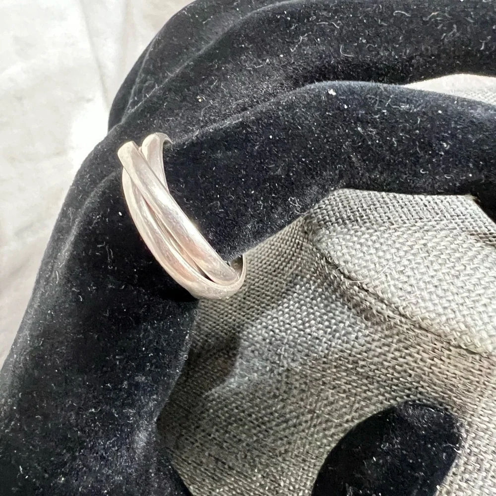 Sterling Silver 925 Interlocking, Russian Wedding Ring. Size 10 Unique☑️
